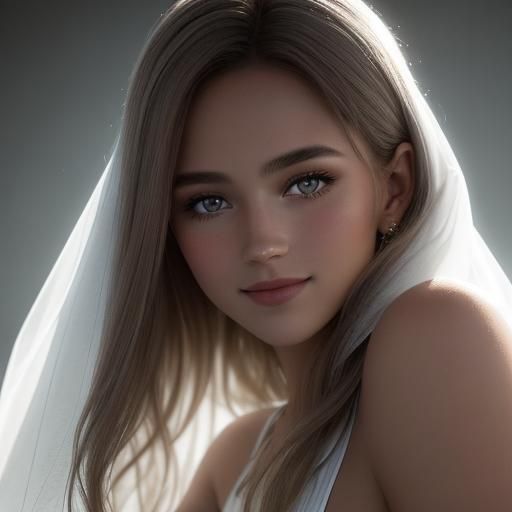 Tanned Woman with Short Hair and White Swimsuit