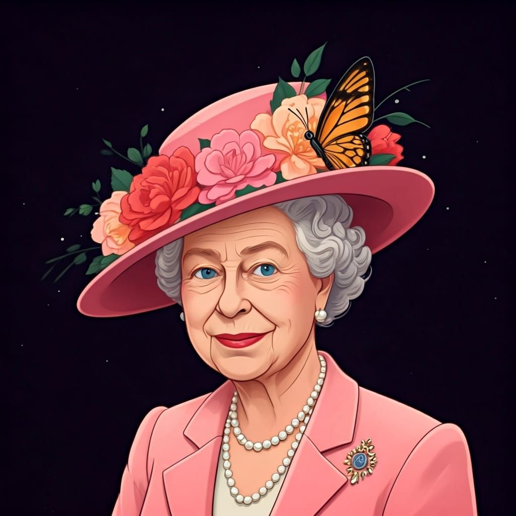 Butterfly and Queen's Hat in Disney Pixar Style