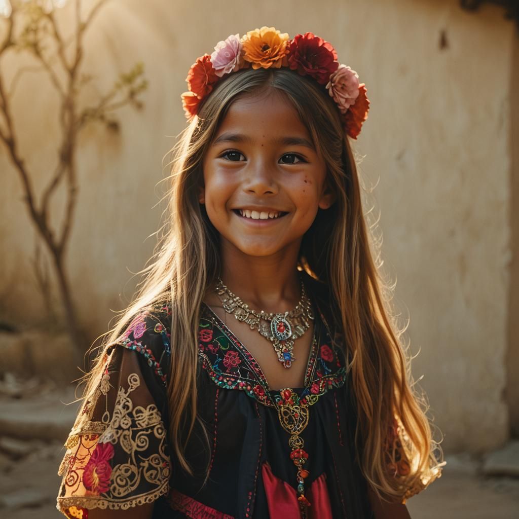 Peruvian Girl as Catrina in Cinematic Lighting