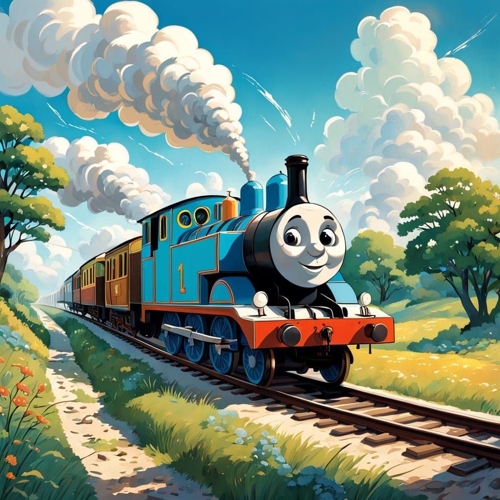 Whimsical Railway Adventure in Vintage Storybook Style