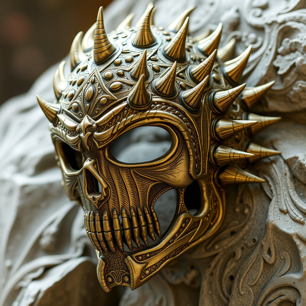 Ethereal Armor Face Mask with Gilded Ornamentation