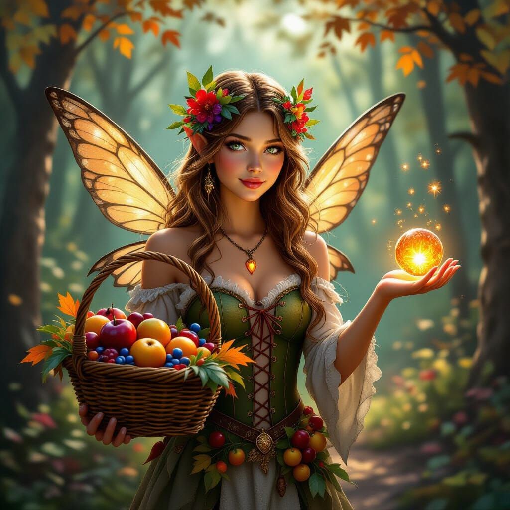 Autumn Fairy Offers Enchanted Forest Gifts