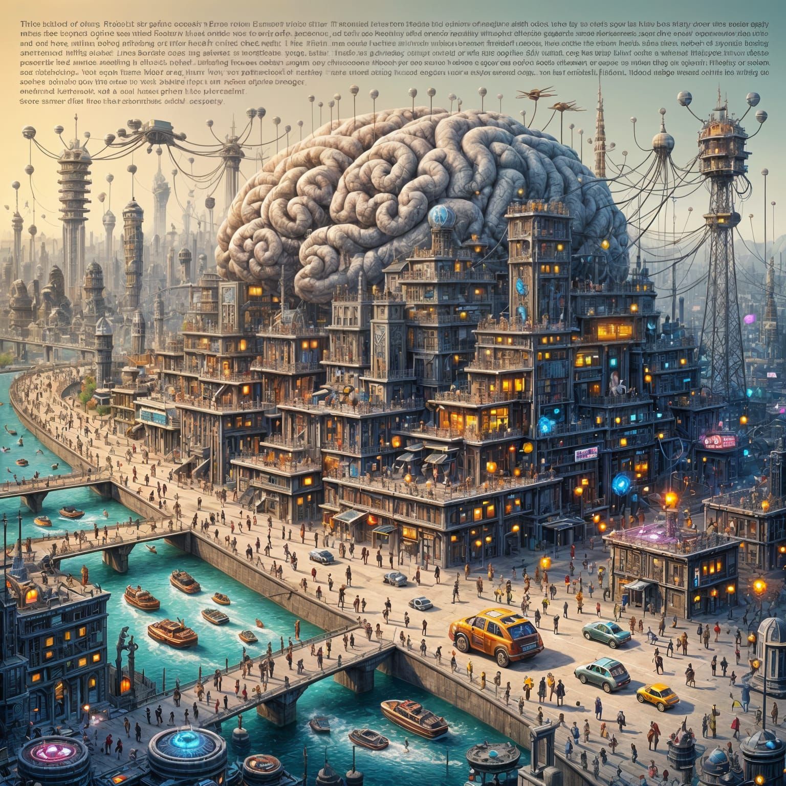 Cyberpunk Brain City: A Metropolis of Neurons