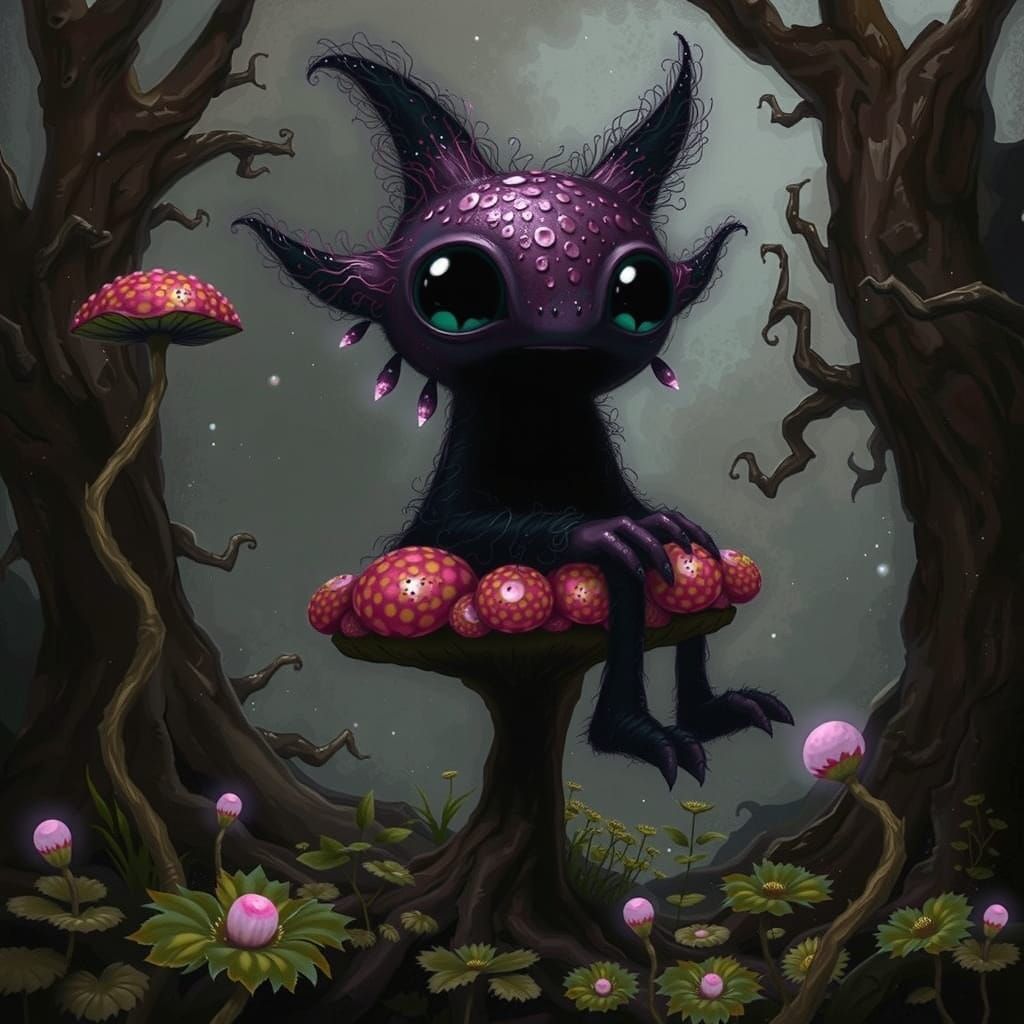 Mystical Blackberry Creature in Enchanted Forest