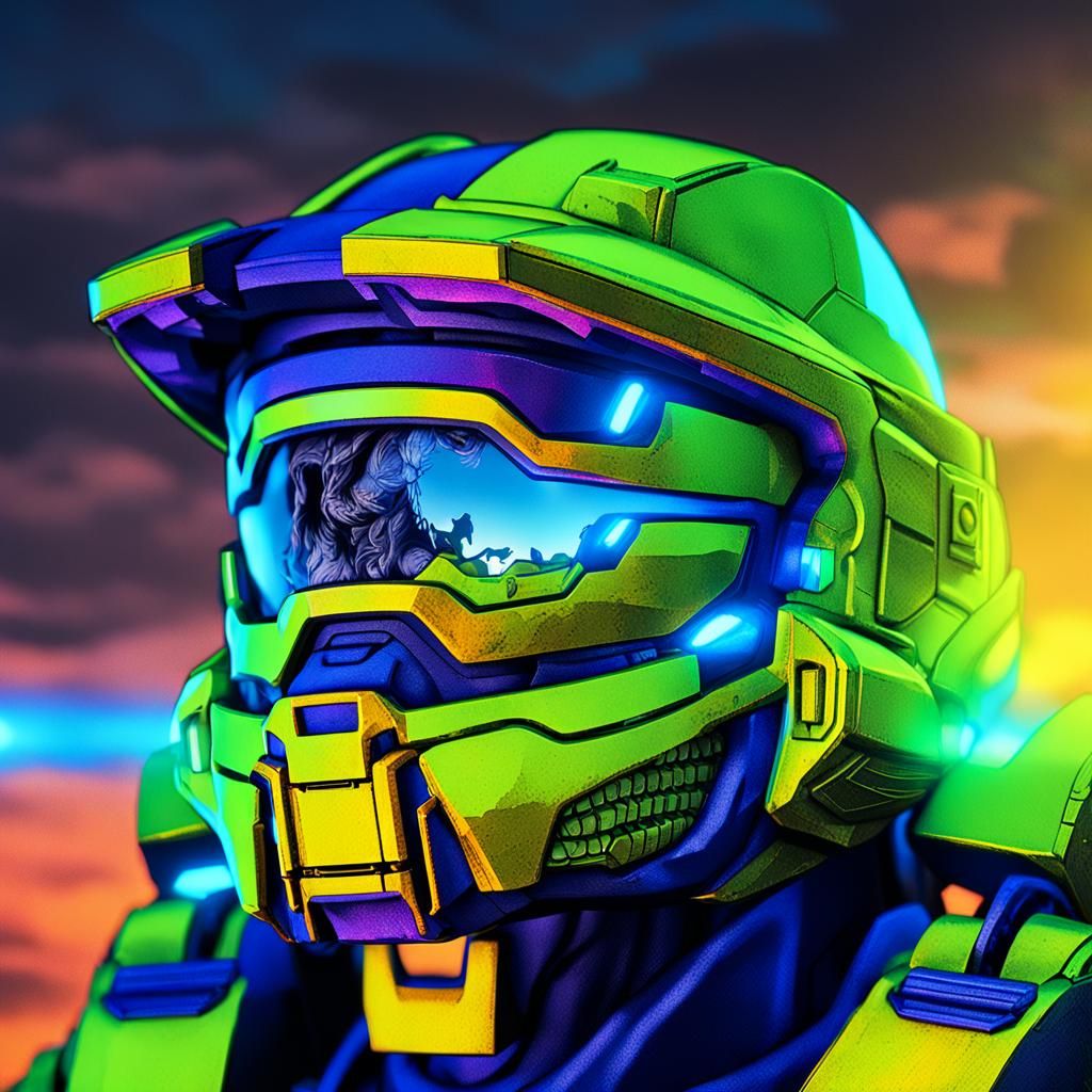 Master Chief: Heroic Anime Sci-Fi Concept Art