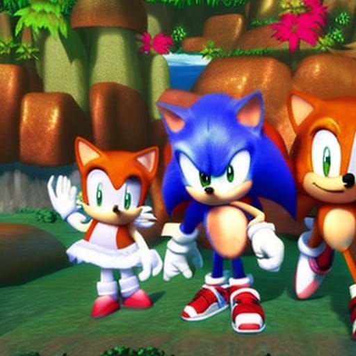 Sonic, Tails, and Amy on a Beautiful Island