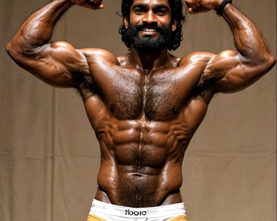 Indian Bodybuilder Posing on Stage