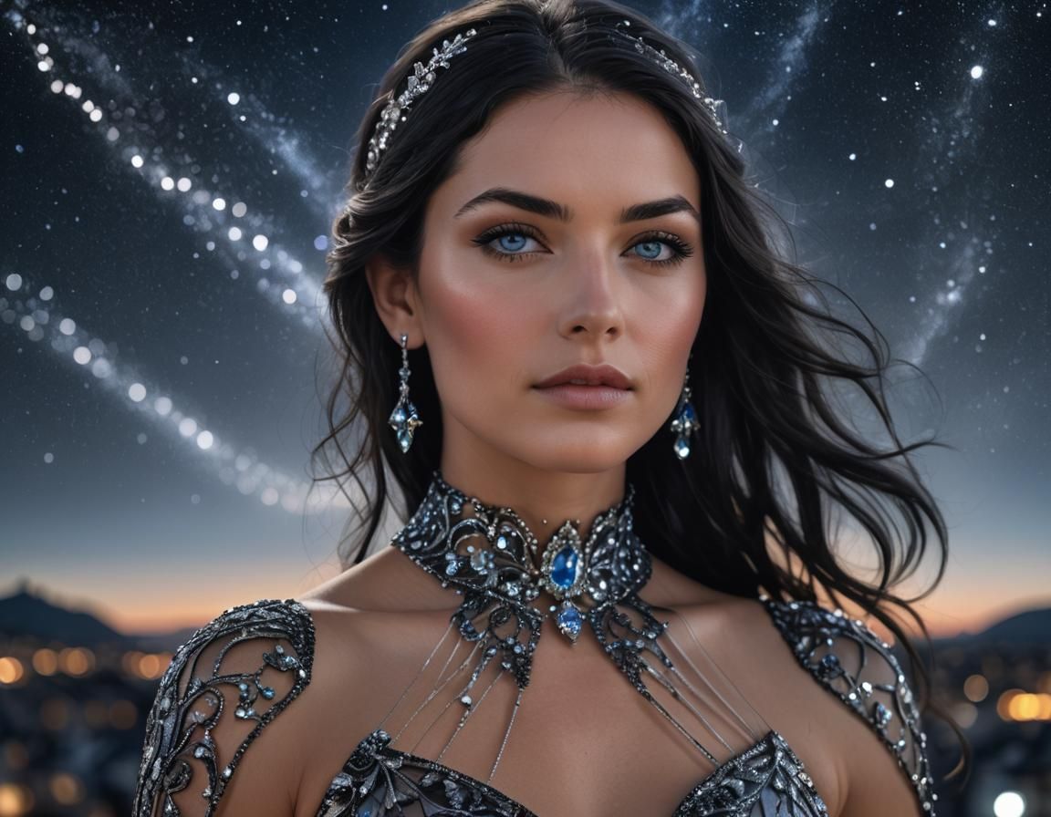 French Woman in Sheer Glass Dress Portrait