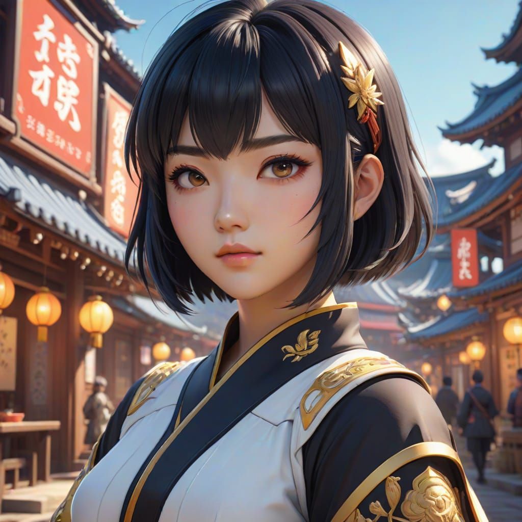 Anime Village Scene in Soft Focus