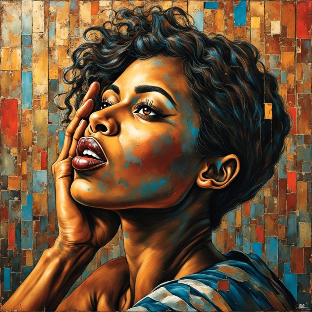 Abstract Expressionist Portrait with Futuristic Elements