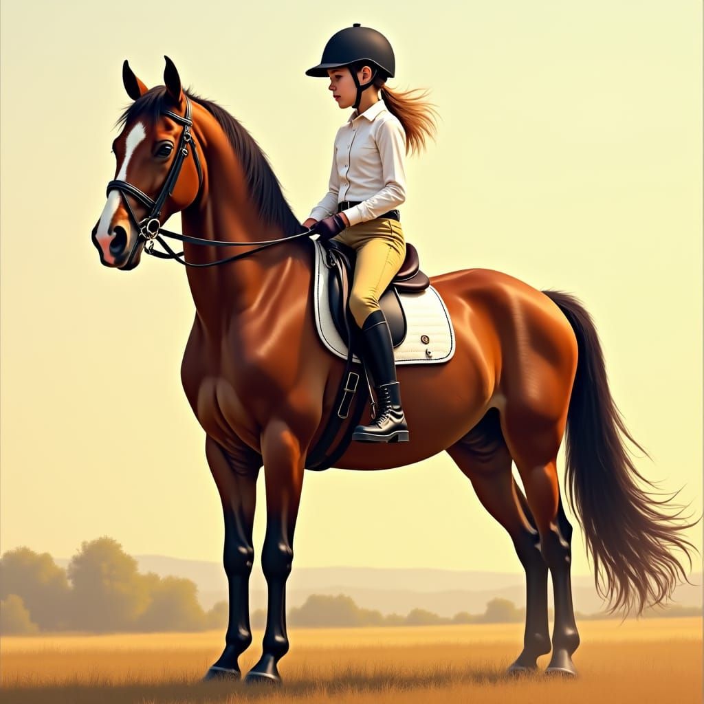Majestic Horse and Rider in Impressionist Style