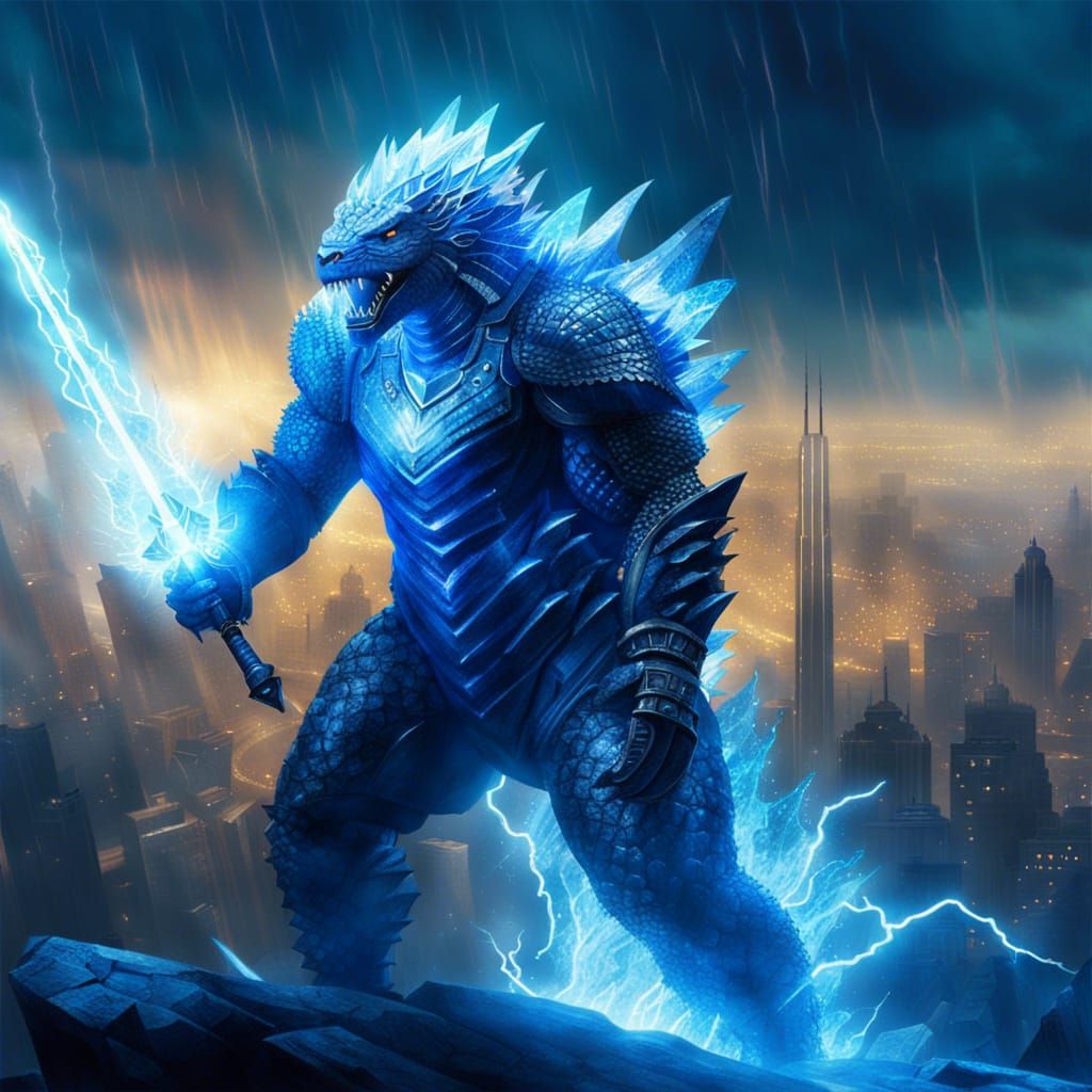 Godzilla with Lightning Sword in Crystal Armor