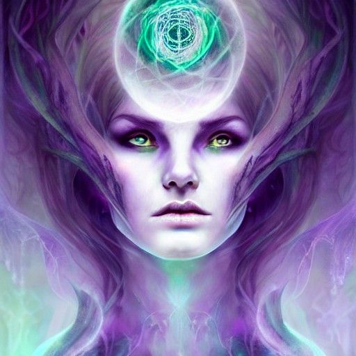 Ethereal Ghost Conjuring Spell as Oil Painting