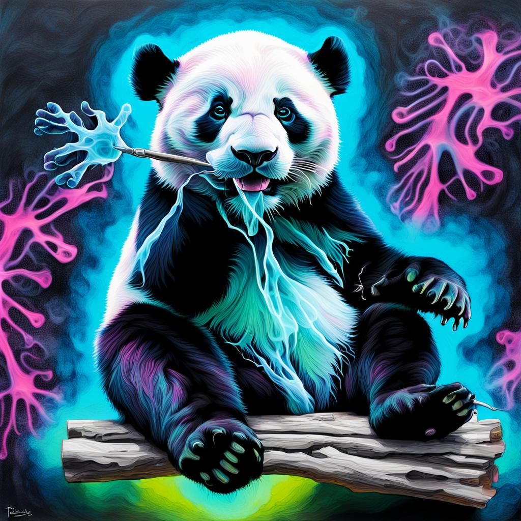 Chemiluminescent X-Ray Panther with Neon Smoke, Graffiti Art