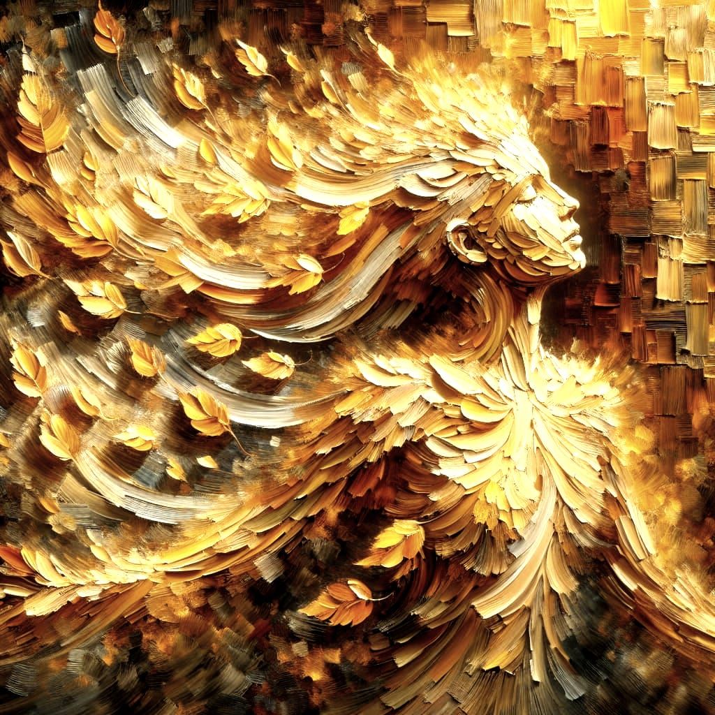 Elegant Autumn Figure in Impasto Oil Painting Style