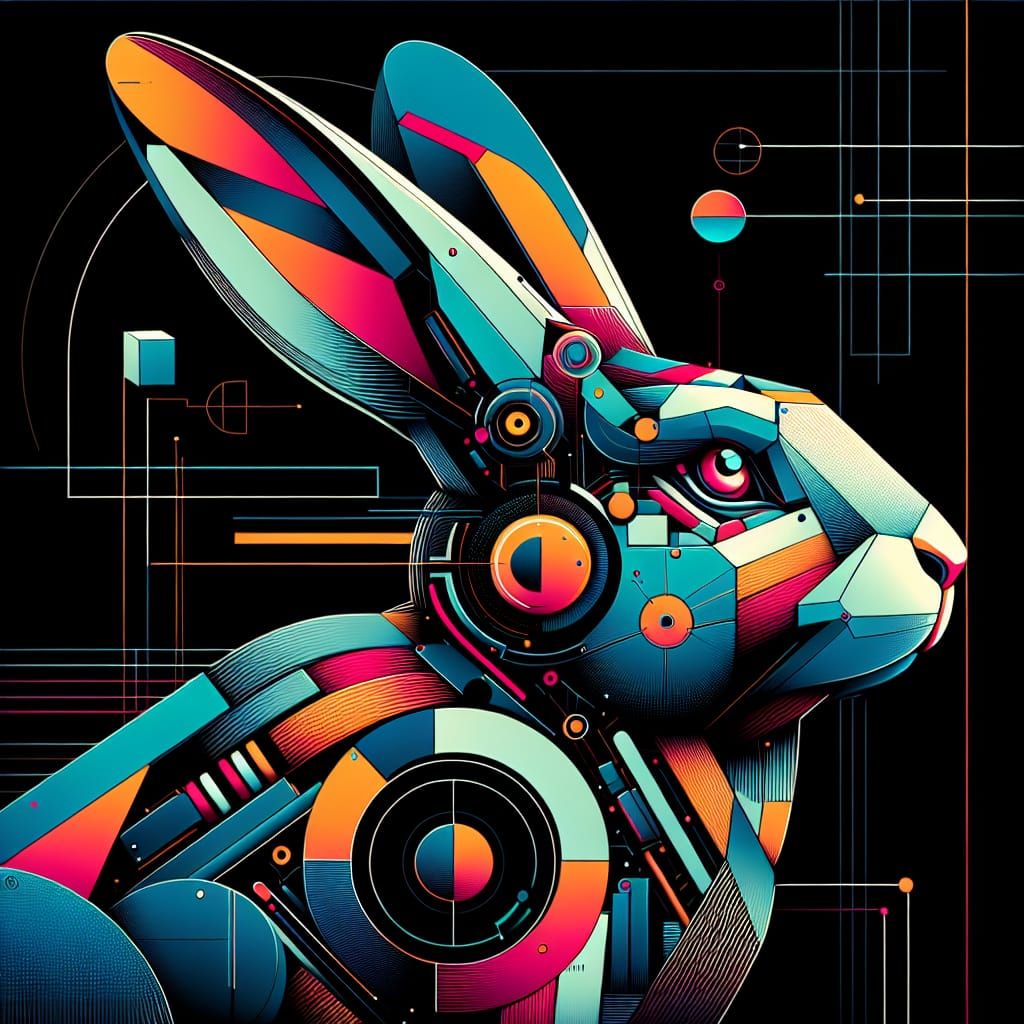 Cyberpunk Bunny: Pop Art Splash Screen in 8K