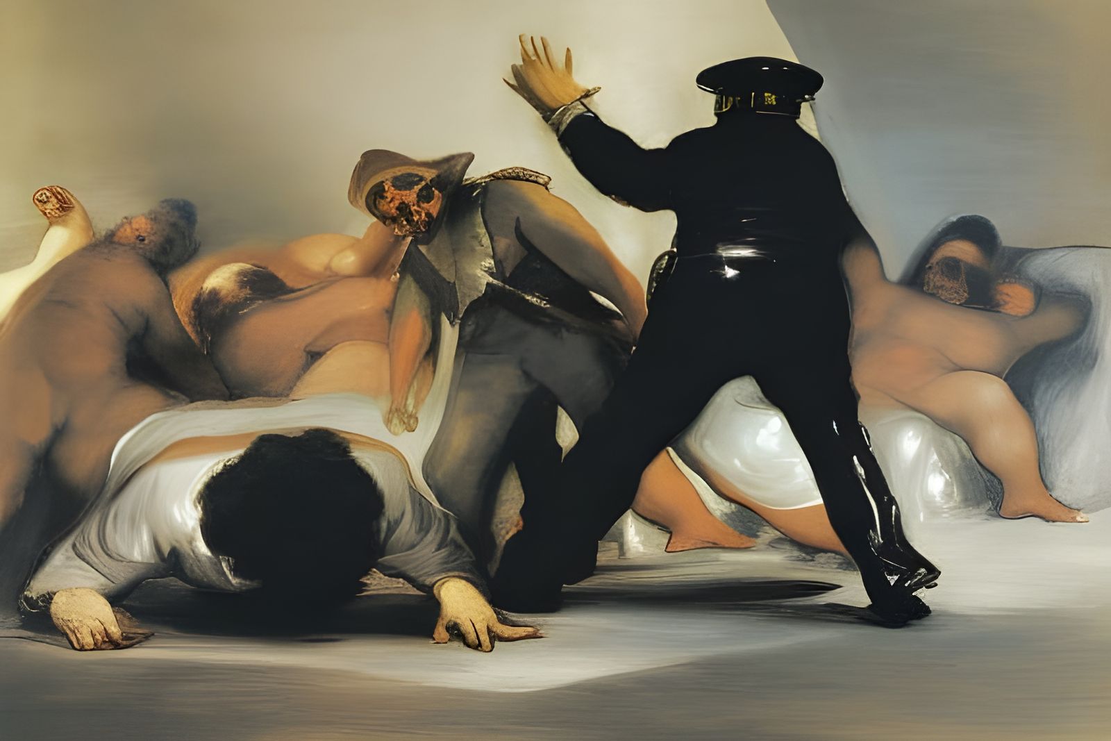 Powerful Image of Police Brutality in Historical Style