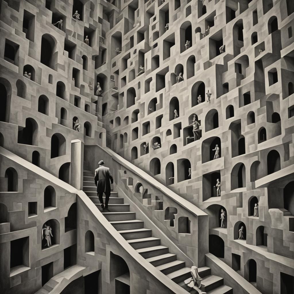 Surreal Infinite Staircase in Escher Style