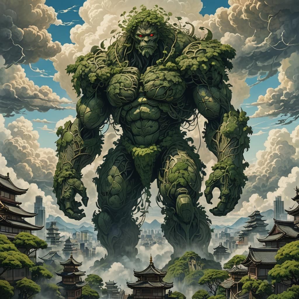 Epic Fantasy Titan Dominates Japanese Cityscape