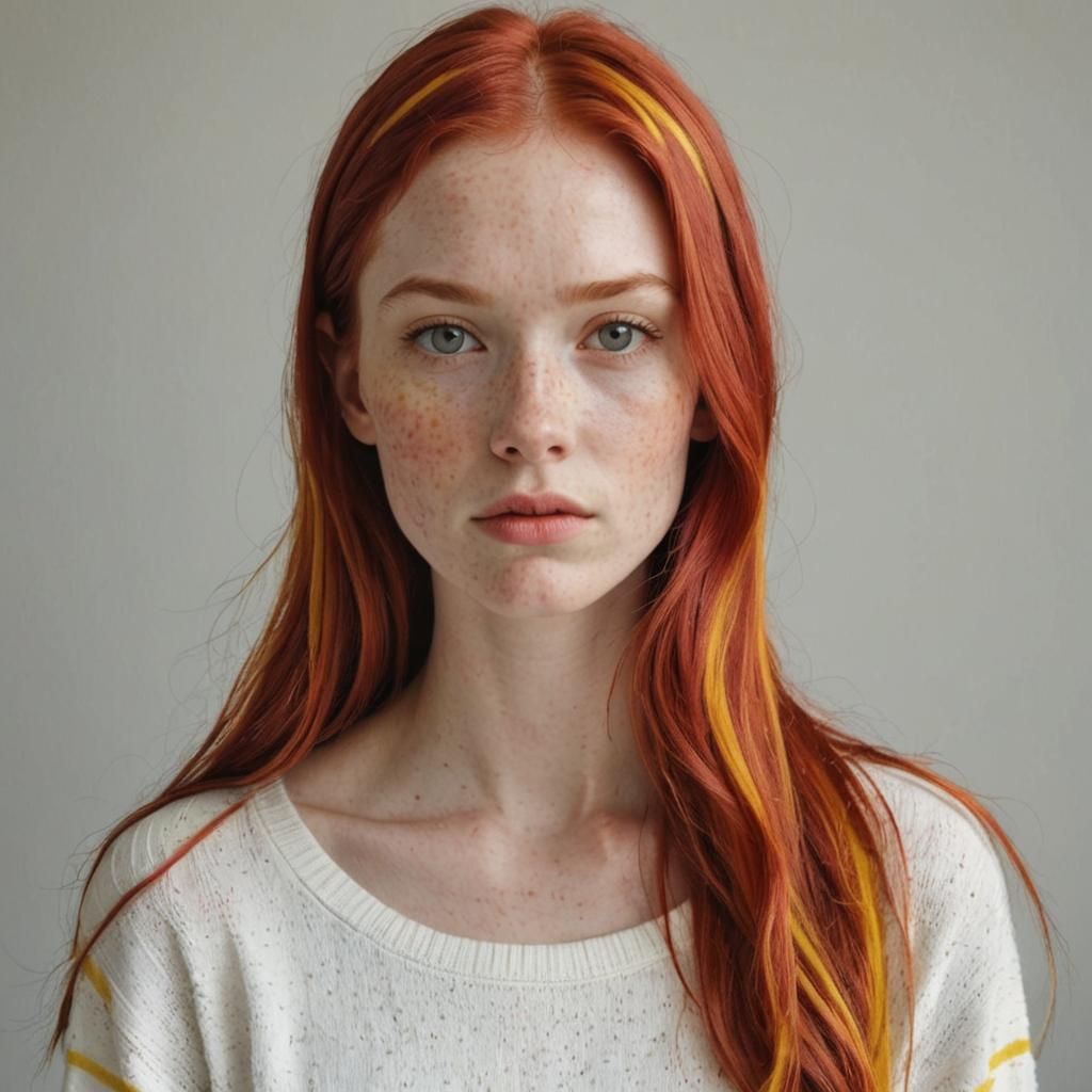 Red Hair with Yellow Stripes
