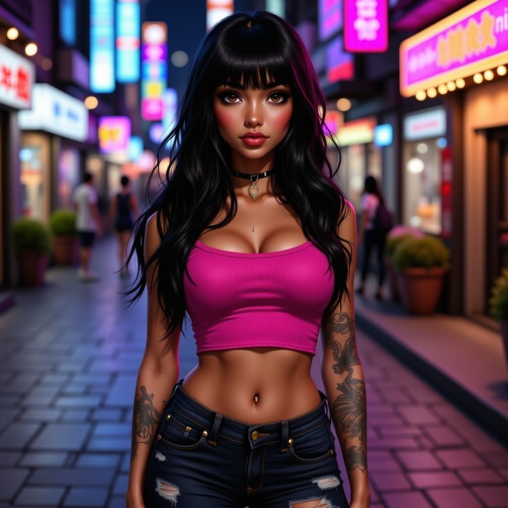Urban Goddess in Neon Hues