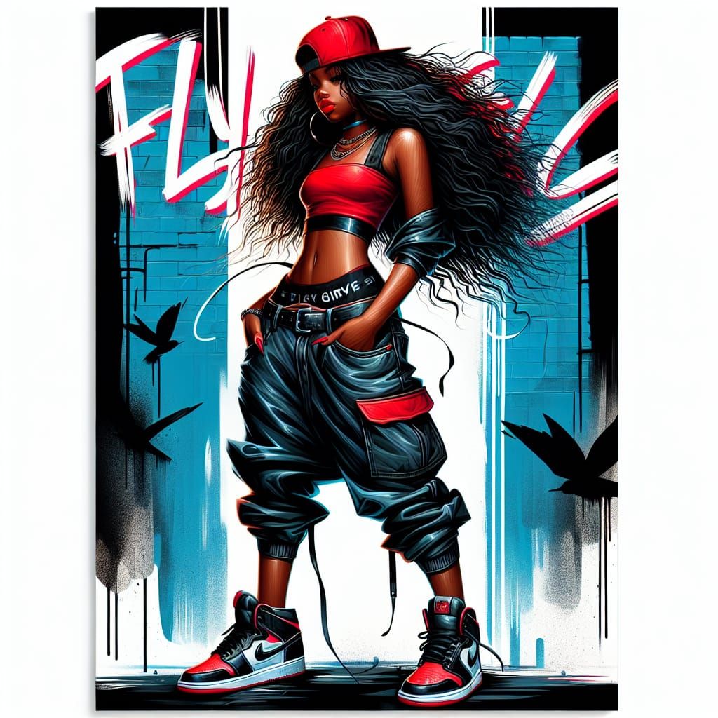 Fly Girl: Digital Airbrush Art with Graffiti Elements