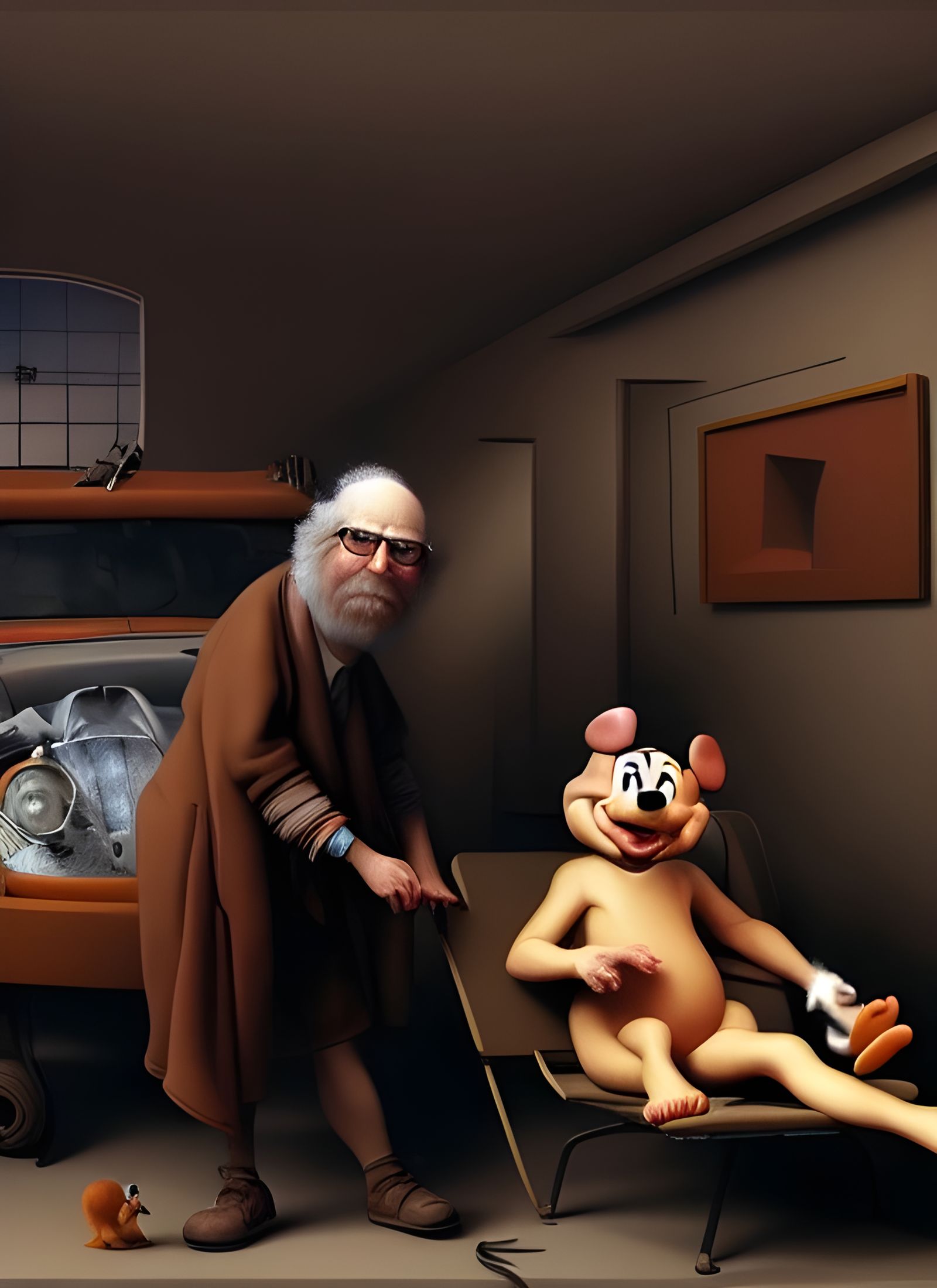 Hyperrealistic Mouse Portrait in Noir Lighting