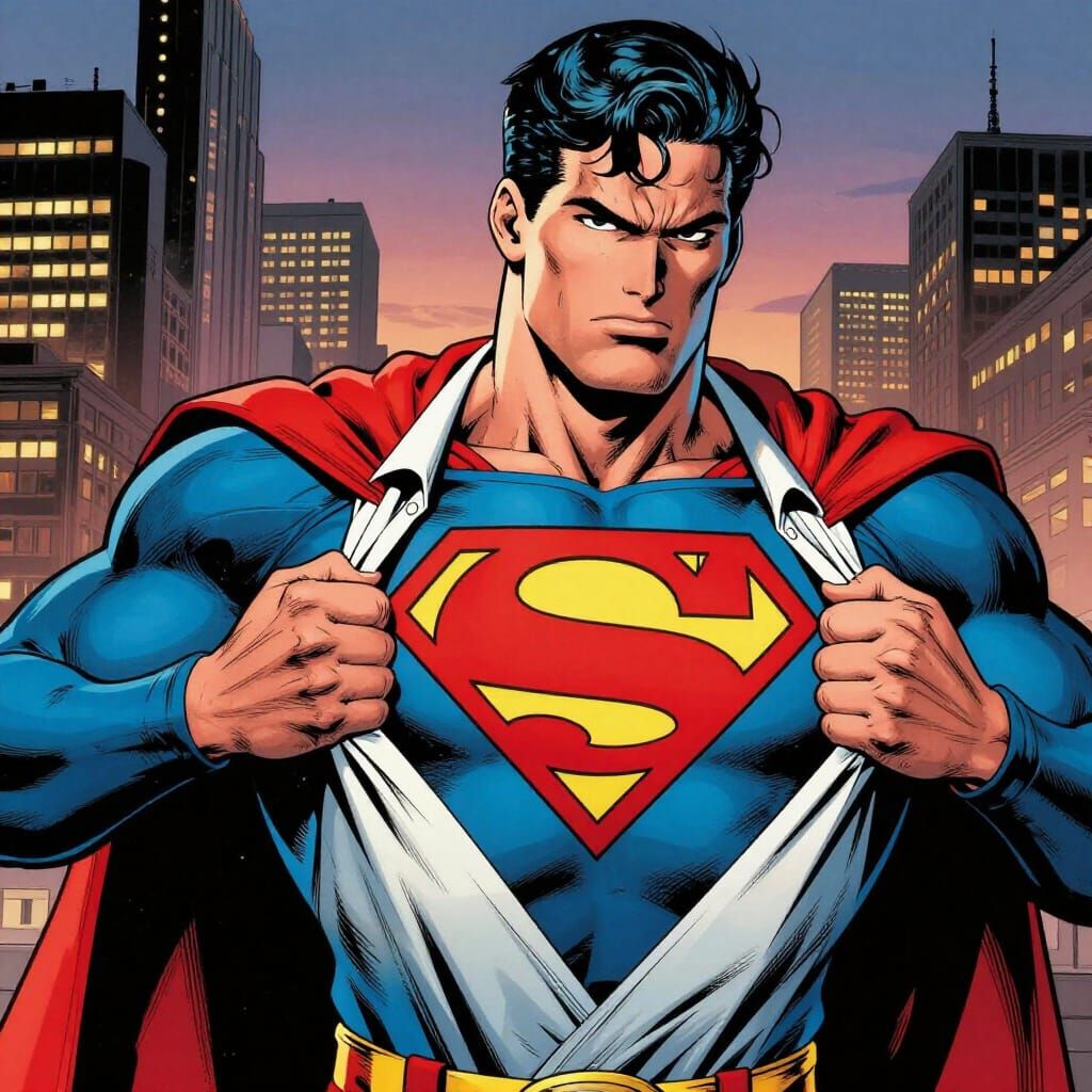 Man Reveals Superman Suit in Dramatic Comic Art Style