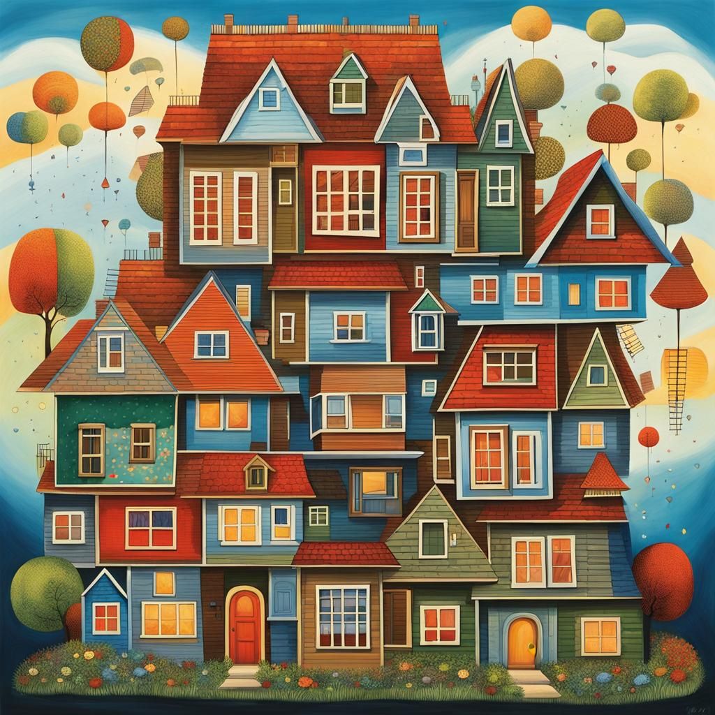 A house on the house built out of houses in a house while a house is building another house at his house above many othe...