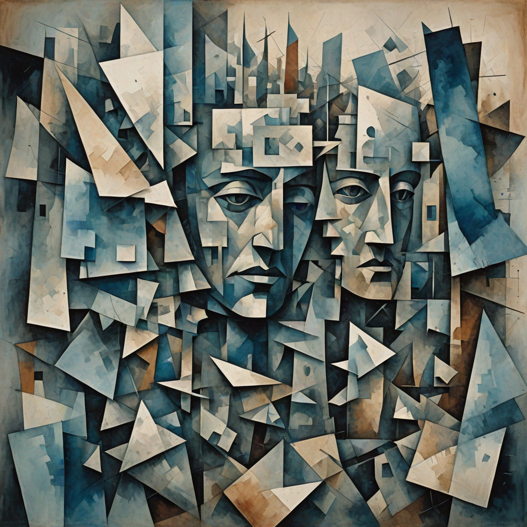 Cubist Fragmentation in Muted Earth Tones