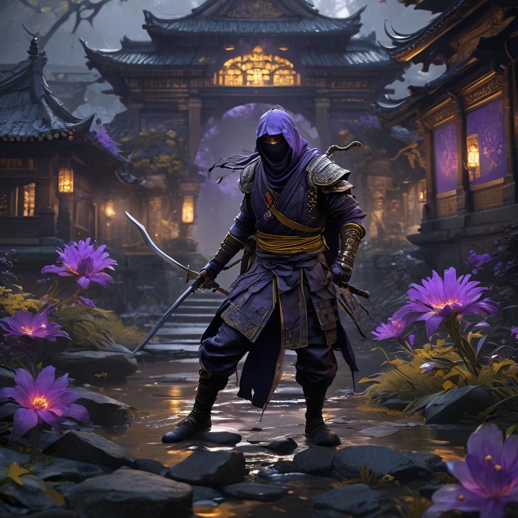 Hyperdetailed Ninja in Dark Fantasy Concept Art