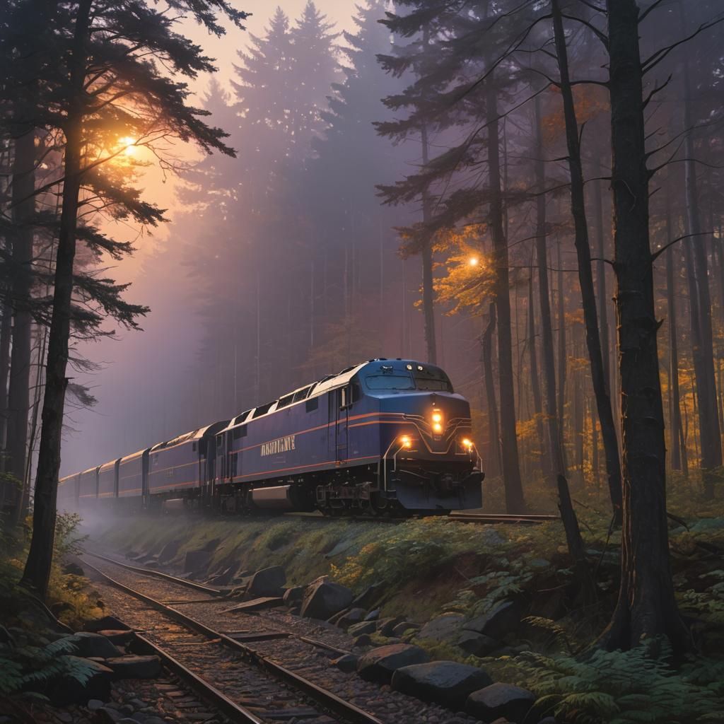 Amtrak Train in Misty Maine: Fantasy Concept Art