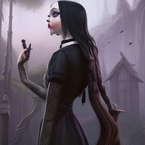 Wednesday Addams Detailed Matte Painting