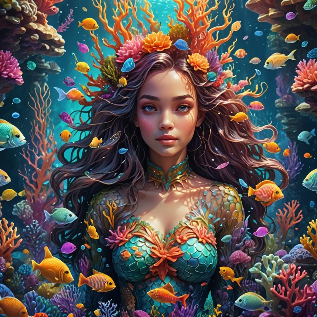 Mermaid in Underwater Palace Concept Art