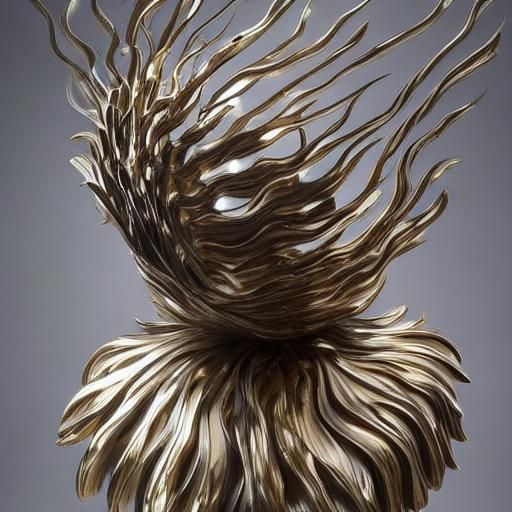 Distorted Gold and Porcelain Wave Sculpture
