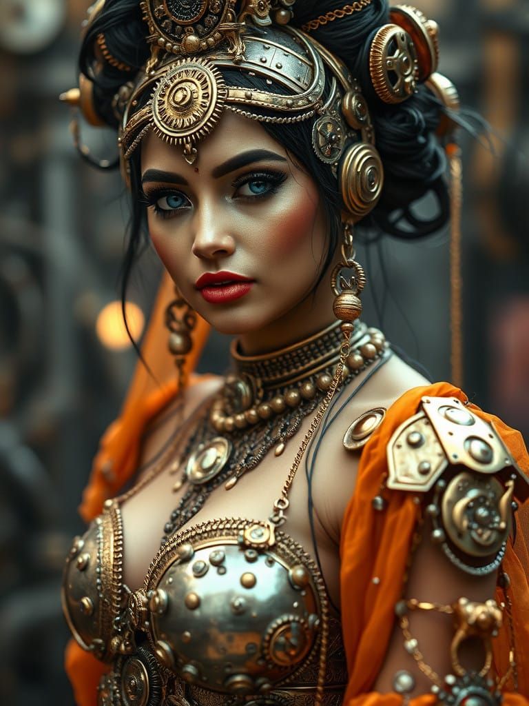 Cyberpunk Goddess of the Industrial Era