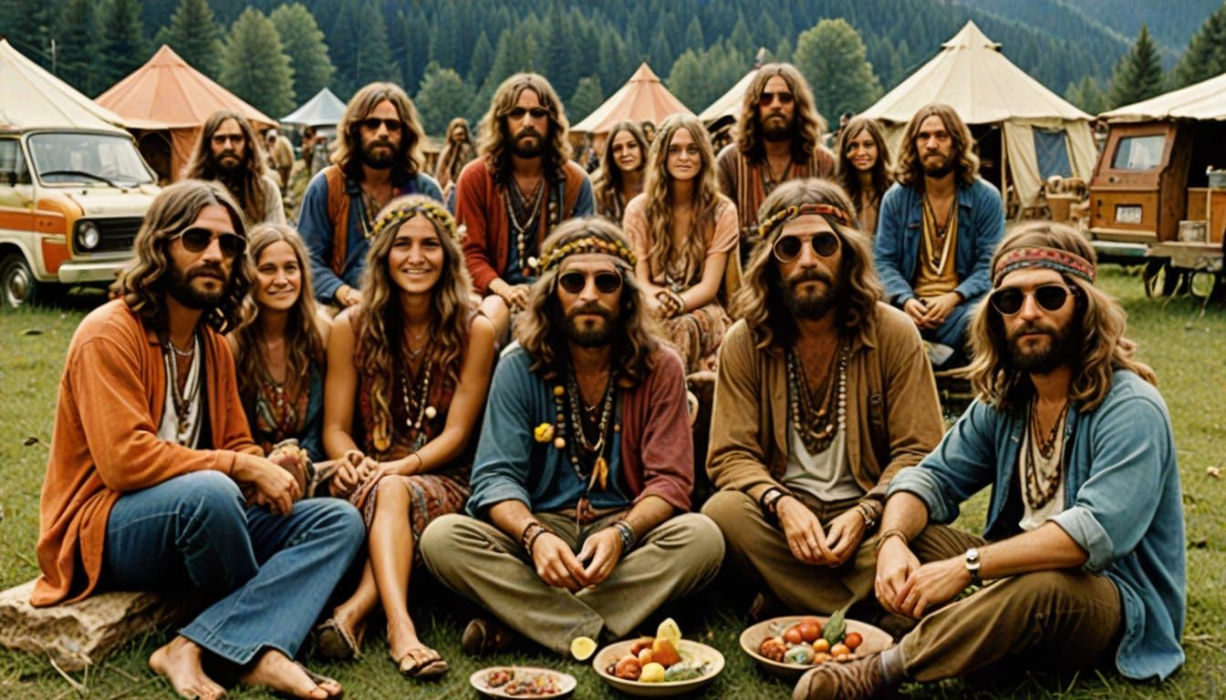 Vibrant Hippie Commune in Full Bloom
