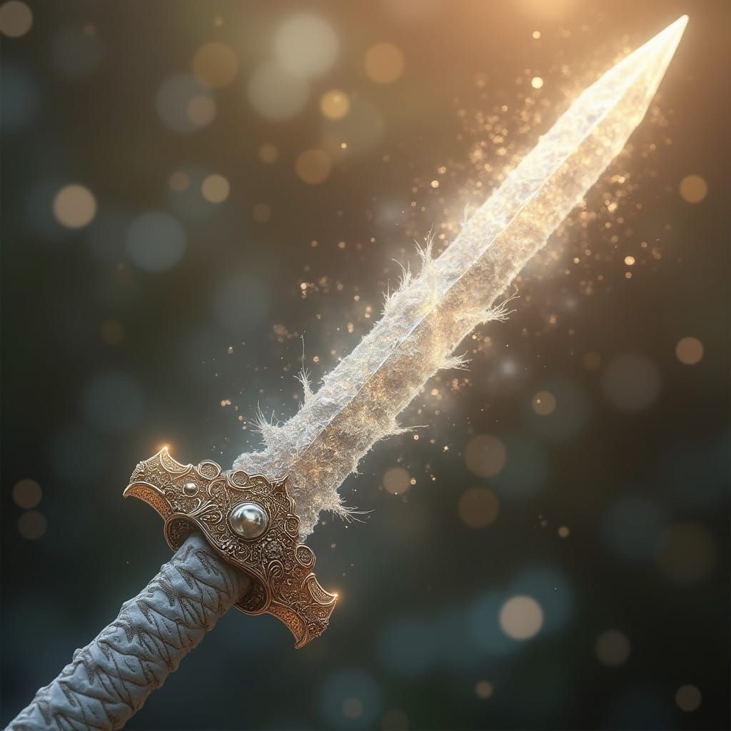 Crystal-Tipped Katana with Ethereal Filigree