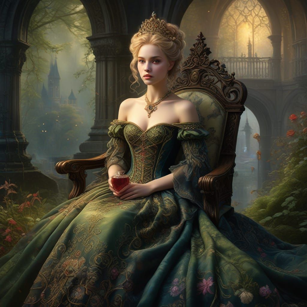 Regal Queen of Hearts in Ethereal, Lavish Gown