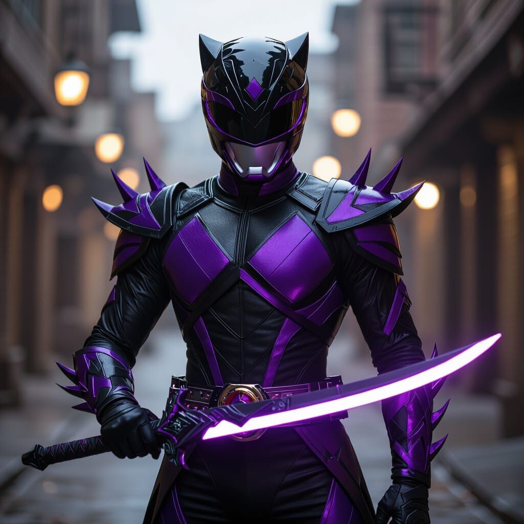 Panther Power Ranger Costume with Glowing Sword