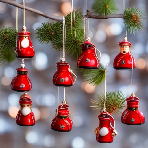 Vintage Fireman Ornaments on Christmas Tree