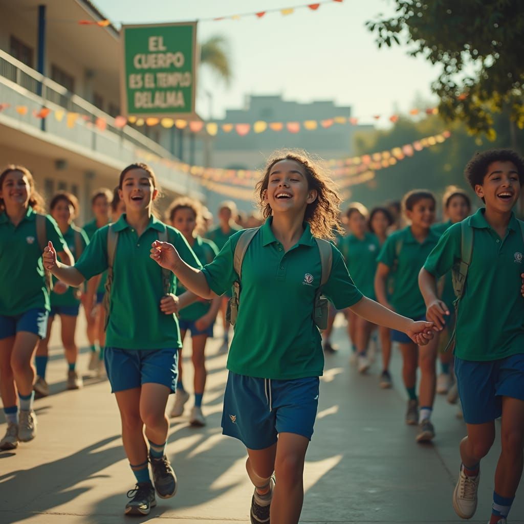 Students Cheering at School Track and Field Day