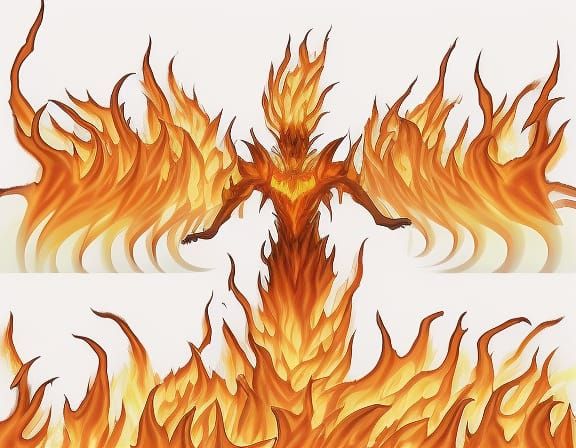 Giant Fire Elemental Rising From Lava