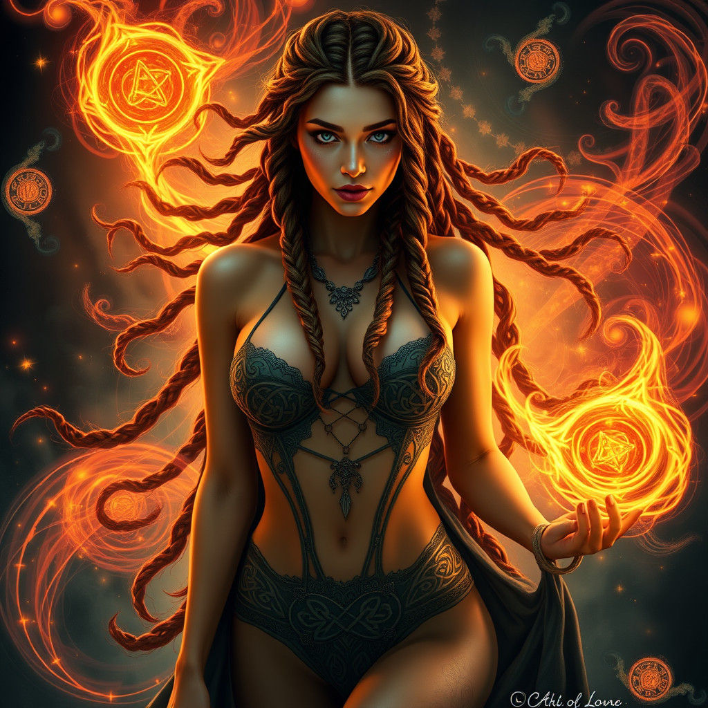 Celtic Witch Summoning Magical Runes
