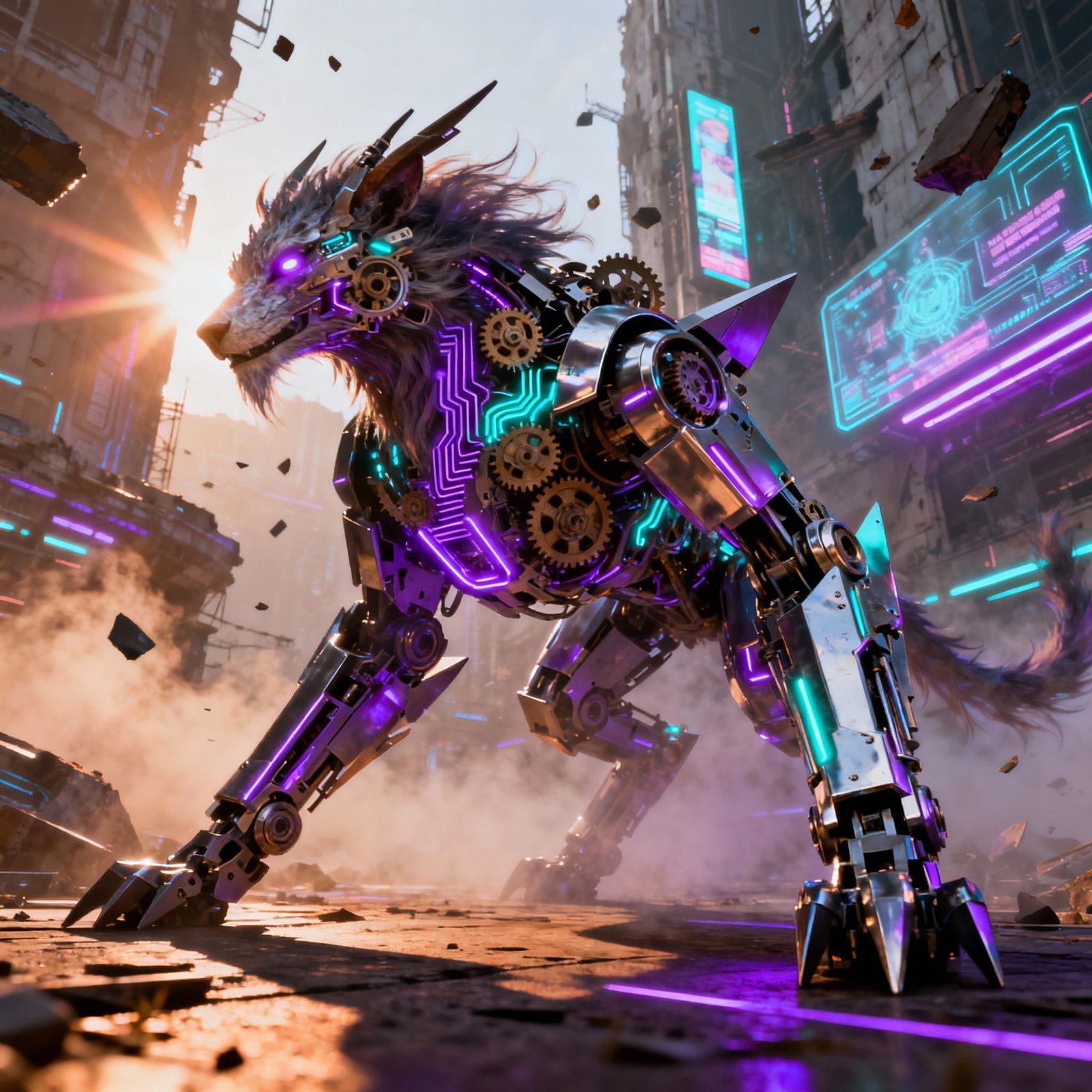 Intricate Mech Spirit in Polished Metal, Sci-Fi Aesthetic