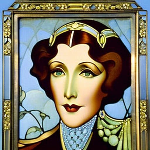 Loretta Young Portrait in Art Nouveau Style