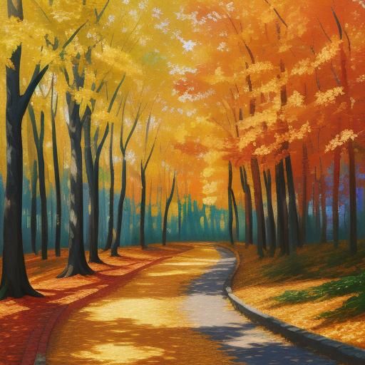 Orange Bird in Vibrant Autumn Forest: Impressionist Gouache