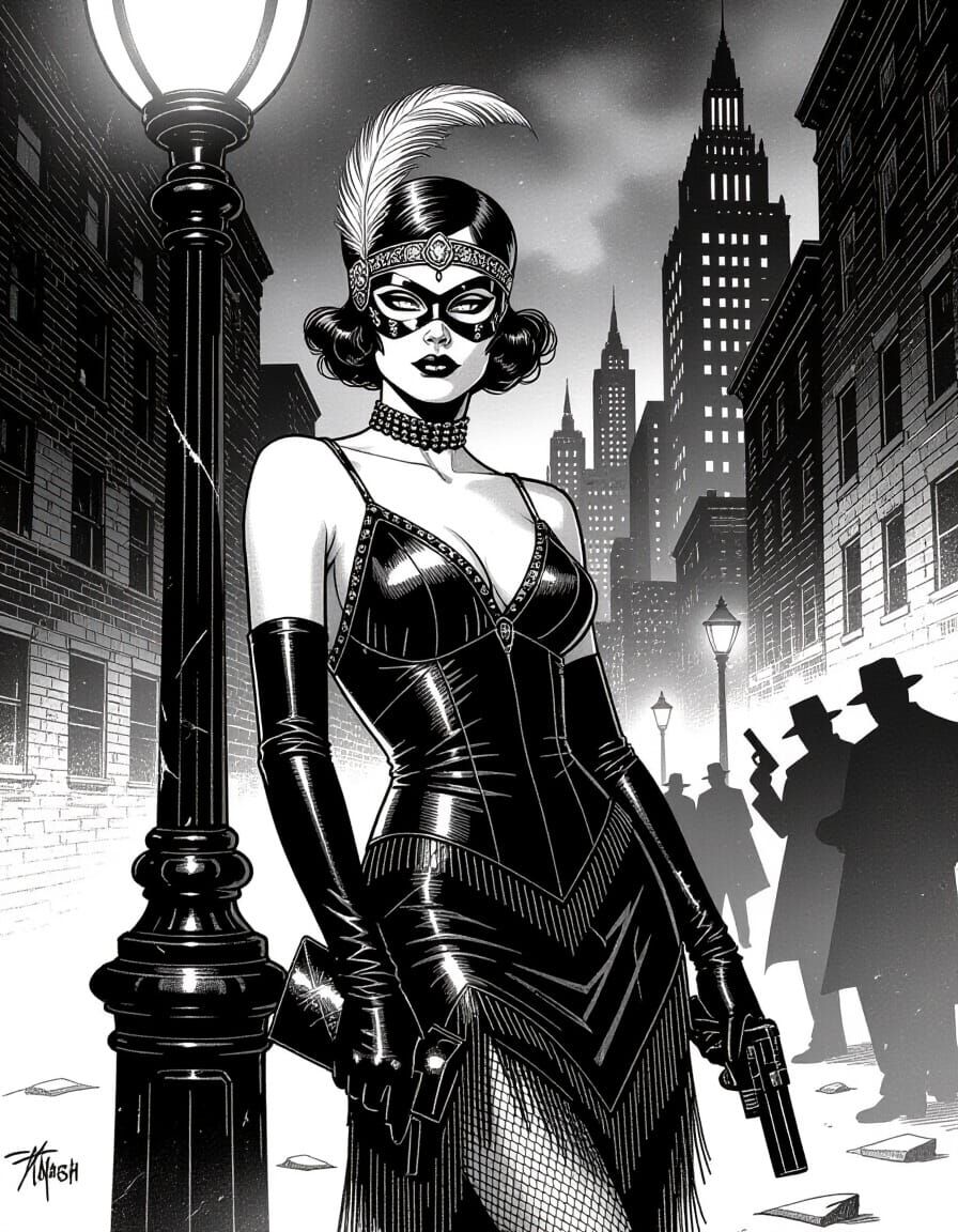 Comic Book Cover: Anti-Heroine in Stark Black and White