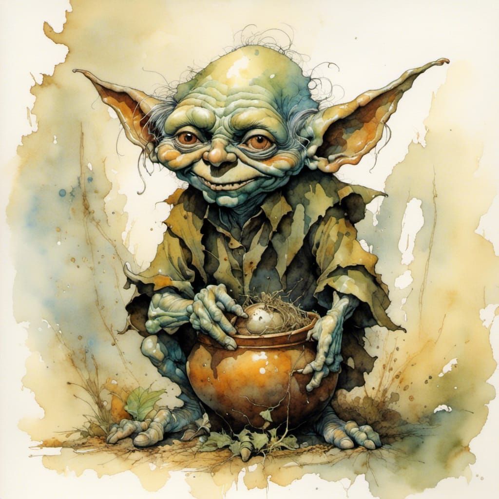 Pot-Bellied Goblin in a Whimsical Style