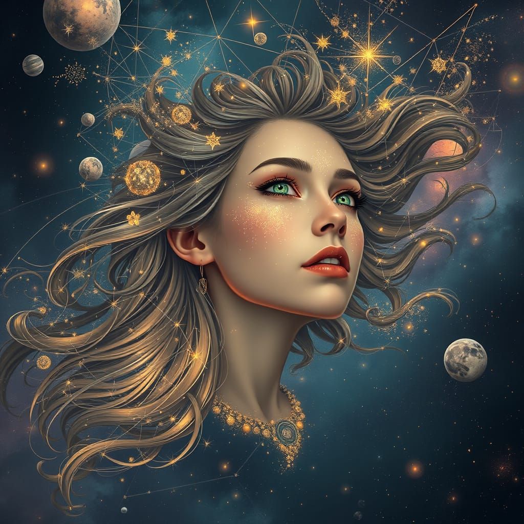 Astral Traveler with Constellations, Space Opera Art